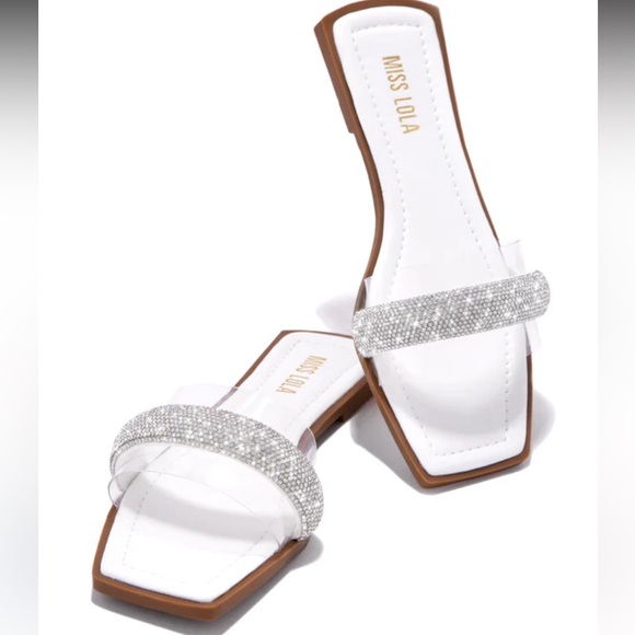 Rhinestone bling sandals slides bridal - Picture 3 of 9